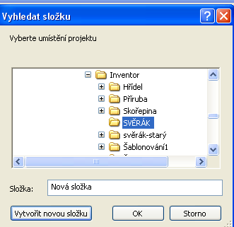 6. Klikneme na tlačítko Vytvořit novou složku, tuto přejmenujeme na SVĚRÁK. 7. Klikneme na tlačítko Dokončit. 8.