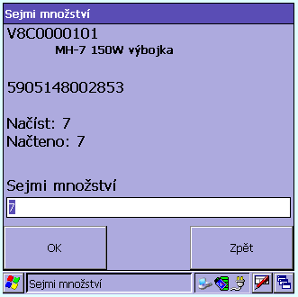 a) b) obrázek 1 Obrazovky MST_W s OS Windows Mobile mobilního terminálu: a) Hlavní menu programu, b) Vložení množství nasnímané položky.