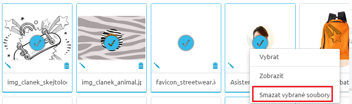 Máte-li vybráno vícero obrázků (označeny fajfkou), stačí kliknout pravým tlačítkem myši a smazat dané obrázky hromadně.