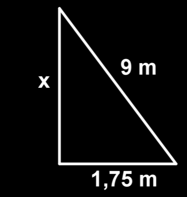 8. Žeřík dlouhý 9 m je spodním konem opřen 1,75 m od zdi.