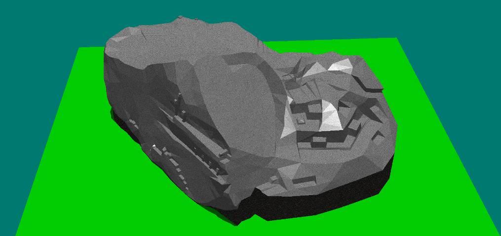 Složitost 3D modelu si vyžadovala časté porovnávání měřických náčrtů s fotodokumentací. Dalším krokem byl import drátového předpisu povinných hran vč.