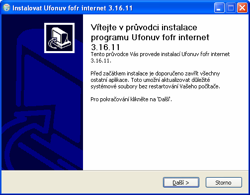 4. Instalace programu Ufonuv fofr internet 1. Zvolte Instalace průvodcem připojení (nebo na dodaném CD zvolte Setup.