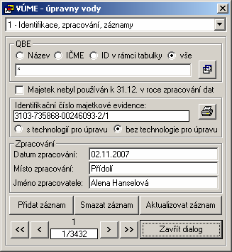 4.4.2 Stavby pro úpravu vody Pomocí celkem 7 standardních dialogů je možné zadat všechny potřebné informace.