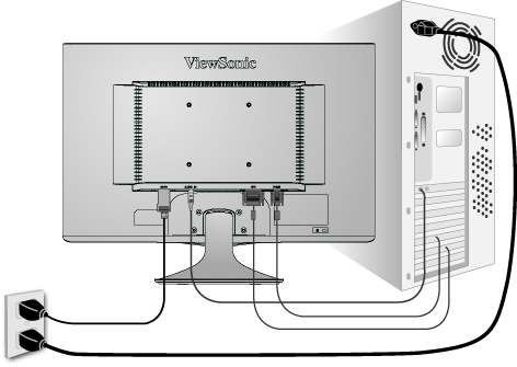 Rychlá instalace 1. Připojení napájecího kabelu a adaptéru AC/DC 2. Připojení videokabelu Zkontrolujte, zda jsou monitor LCD a počítač VYPNUTÉ. V případě potřeby odmontujte kryty zadního panelu.