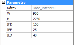 Editace oken a dveří Parametry vybraného prvku se zobrazují v panelu vlastností v sekci Parametry: BricsCAD > Panel nástrojů BIM Změnou hodnot v řádcích můžete měnit rozměrové parametry vloženého