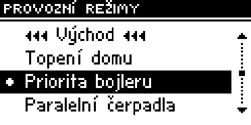 - 20 - Stisknutím měniče impulsů se rozběhne pohon vybraného zařízení. Zařízení bude v chodu do následného stisknutí měniče impulsů.