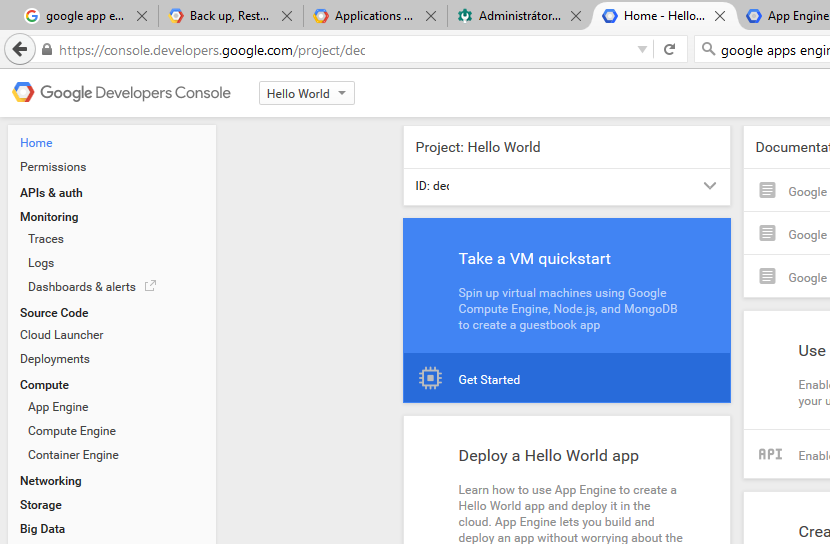Google Apps Engine Administrace aplikační cloudové platformy