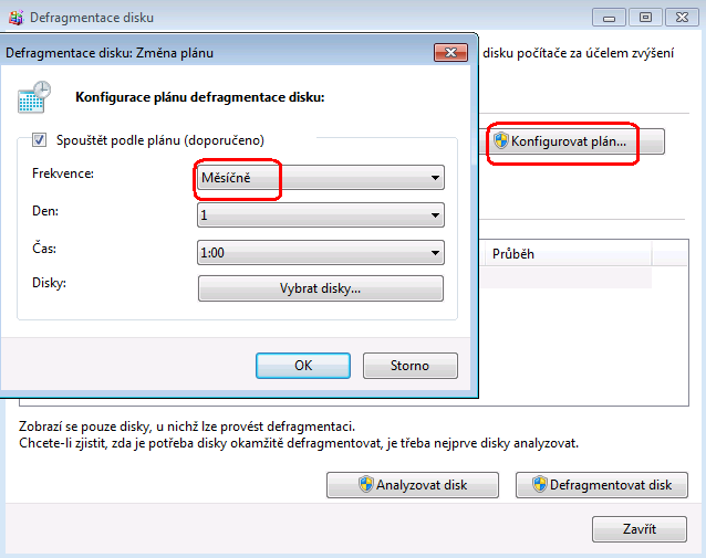 5. Defragmentace 5.1. Spuštění spusťte nástroj defragmentace a analyzujte disk. 5.1.1. Ke spuštění použijte lištu Start. 5.1.2. V nástroji nejprve vyberte Analyzovat disk.