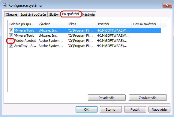 7. Konfigurace systému 7.1. Spuštění systému nastavte, aby bylo další spuštění systému pouze se systémovými službami a s položkami po spuštění. 7.1.1. Nástroj pro konfiguraci systému je msconfig. 7.1.2.