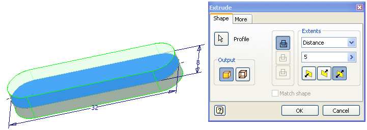 99. Náčrt pera 32x8x5 Náčrt je třeba vysunout pomocí příkazu Extrude.