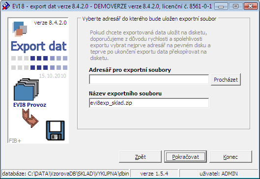 Pokud jsou programy Sklad odpadů 8 i EVI8 připojeny ke stejné databázi, je převod kompletní. Ukončíte ho stiskem tlačítka Konec.