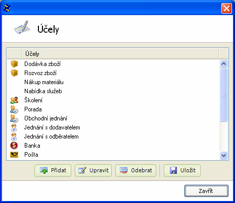4.5. Sazby V číselníku sazeb lze zadávat výši stravného, náhrad, cen PHM a norem spotřeb.
