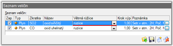 Editovat rychlost větru Vyvolá dialog pro editaci rychlosti větru. Veličiny Dialog slouţí k editaci seznamu veličin. V seznamu veličin můţete editovat pouze základní vlastnosti veličiny.