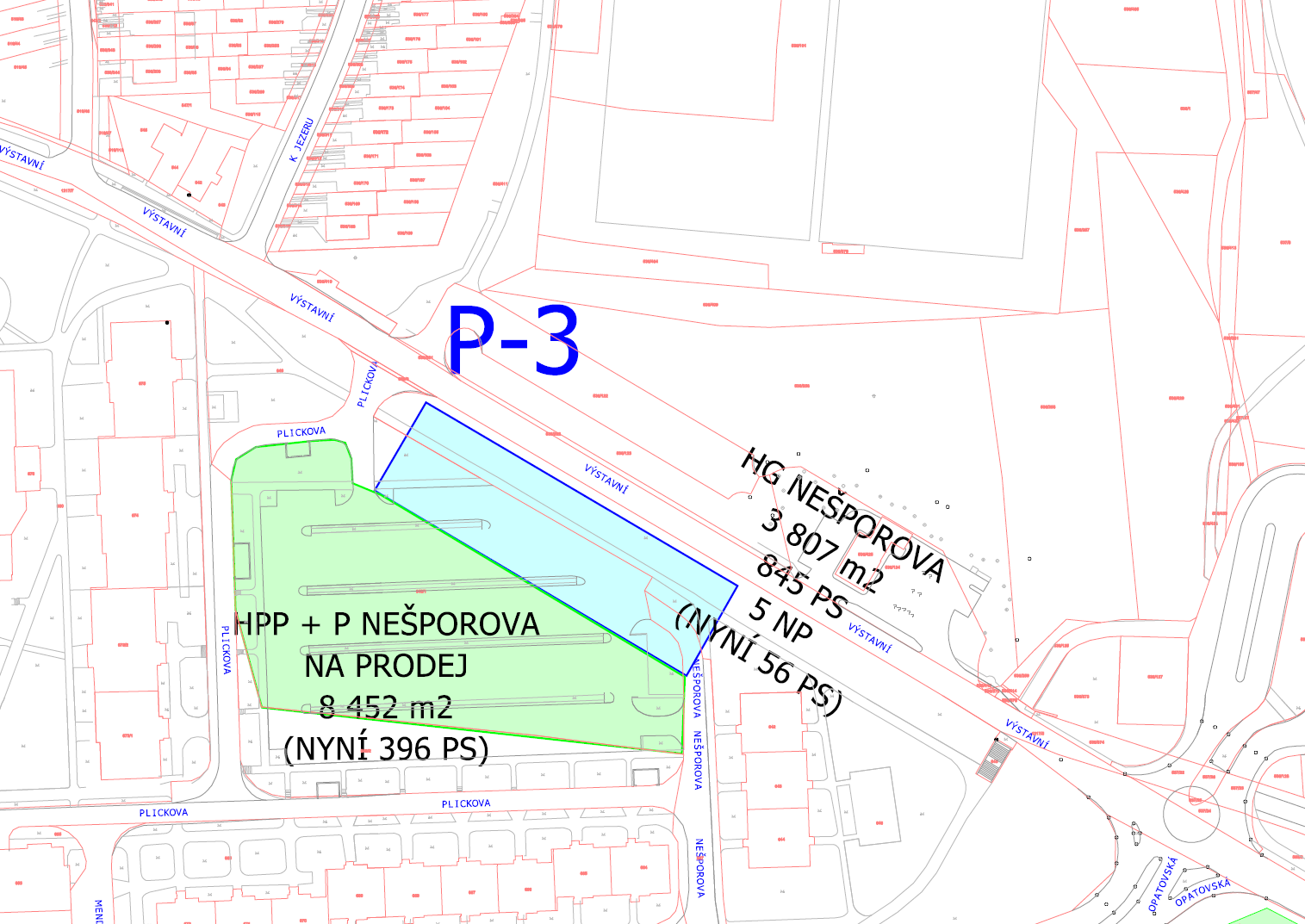 9.3 P 3: HG Nešporova UO 503 9.3.3 Půdorys typického podlaží 9.3.1 Základní data Lokalita: Zastavěná plocha objektem hromadných garáţí: Počet parkovacích stání v hromadných garáţích: Počet nadzemních