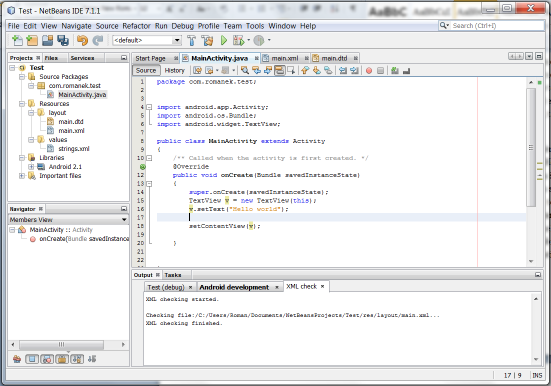 Obrázek 5 Vývojové prostředí NetBeans 2.5.2 Eclipse Dalším vývojovým prostředím je Eclipse.