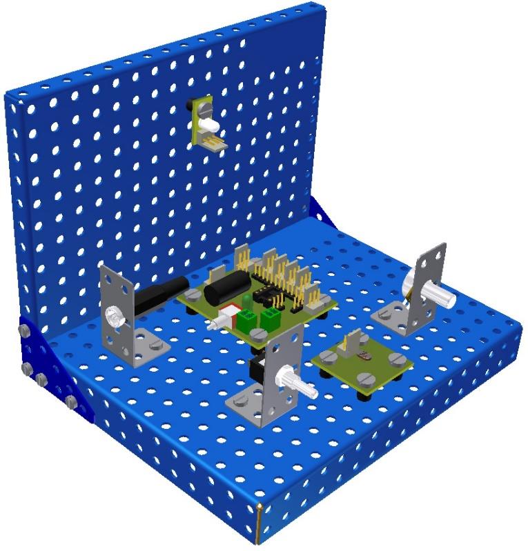 Automatické osvětlení - fotorezistor 1x MERKUR board basic - PICAXE, 1x LDRMod, 1x LED 2x1, 1x přepínač, 1x potenciometr Tento experiment je zaměřen na seznámení se s principy detekci okolního světla.