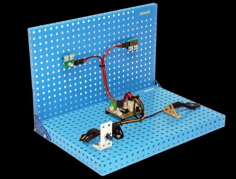 Fotozávora 1x MERKUR board basic - PICAXE, 2x LEDMod, 1x Infravysílač, 1x Infrapřijímač Tento experiment je zaměřen na seznámení se s principy detekce pomocí světelné brány.