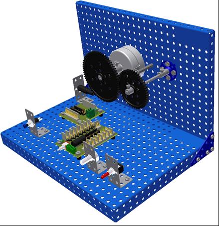 Proporciální řízení krokového motoru 1x MERKUR bord advanced PICAXE, 1x ULNMod, 1x krokový motor, 1x potenciometr, 1x přepínač, 1x tlačítko Tento experiment je zaměřen na seznámení se s principy