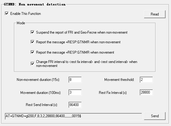 7. Info Report Interval Interval v sek. pro zasílání doplňkových informací (síla GSM signálu, ICCID, připojení adaptéru, napětí baterie, status GPS antény, poslední známá poloha GPS fix). 8.