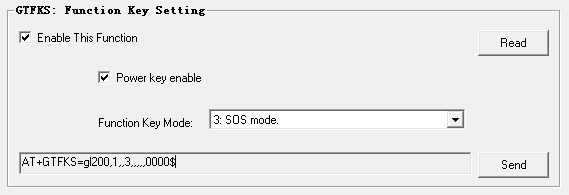 4.4 Vzorkování a zasílání dat 1. Zvolte Enable This Function pro povolení GTFRI funkce. 2. Když je Enable This Function vybrána, vygeneruje se příkaz pro odeslání do trackeru GL200.