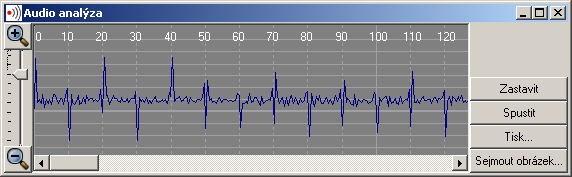 Poznámka: audio nahrávky se ukládají do souboru jako:.wav - Audio analýza: zapne proces analýzy detekovaného audio signálu.