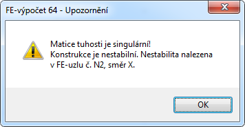 Nyní povedeme malou úpravu změníme typ šikmých prutů z nosníku na příhradový prut, který má nulovou ohybovou tuhost. Jinak vše zůstane ponecháno jako na konstrukci z obrázku č. 23.