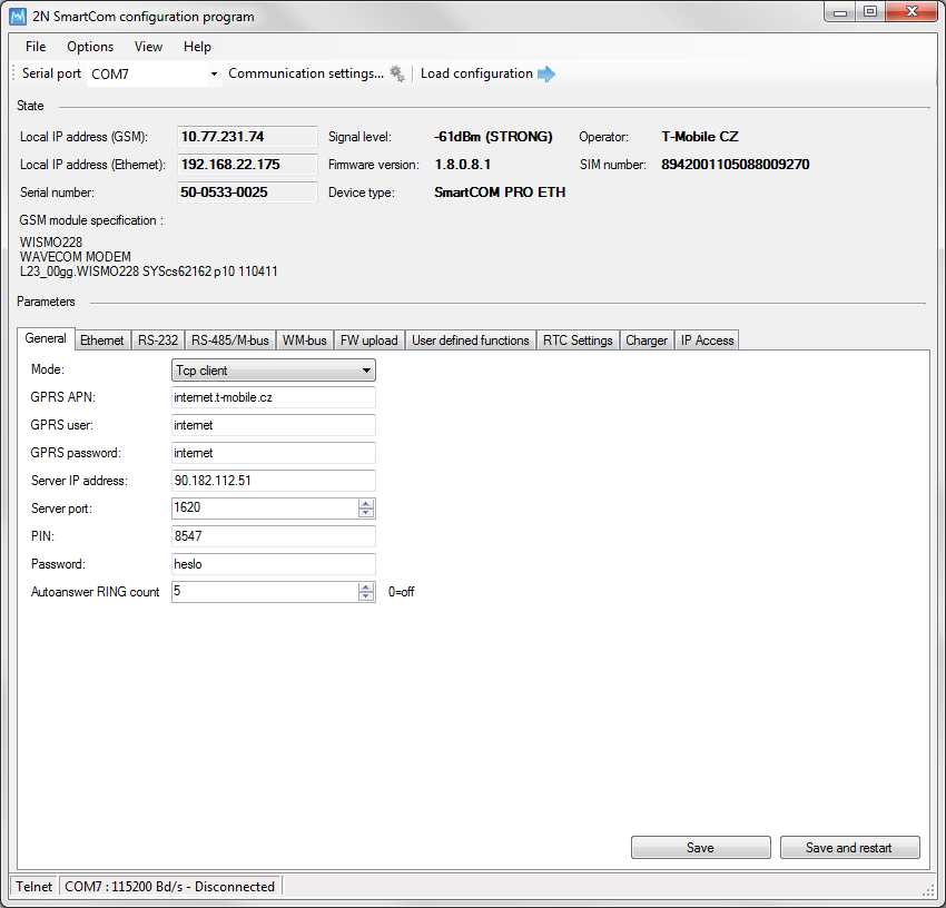 Popis Aplikace Obrázek: Okno aplikace Terminal Config Toto je okno aplikace 2N SmartCOM Terminal Configuration Program. Dále jen Terminal Config.