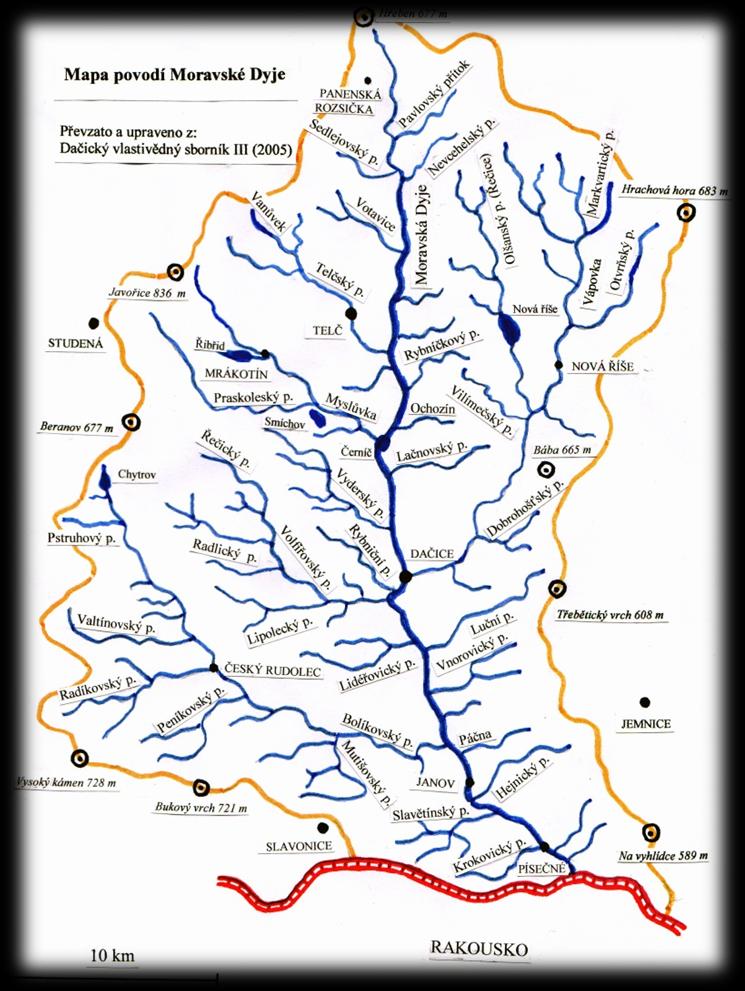 4. Řeka Moravská Dyje se představuje Pramení ve výšce 635 m Délka: 68,2 km Průměrný průtok