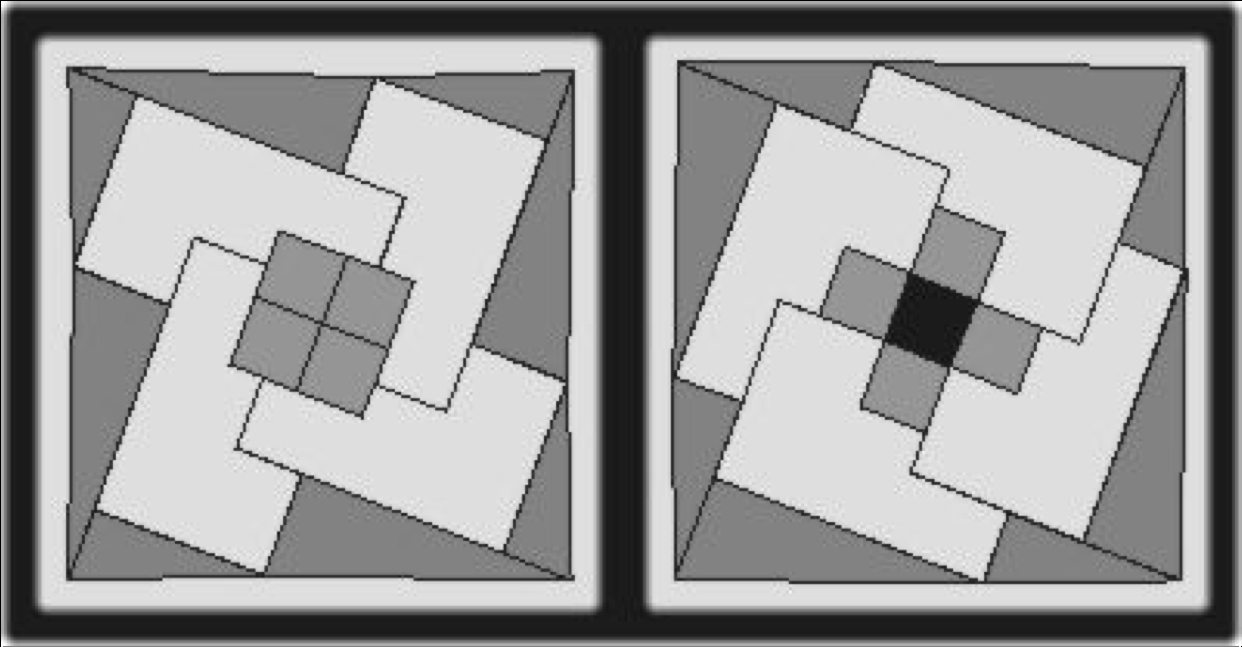 rozměry, jako horní trojúhelník, jeden čtvereček chybí?