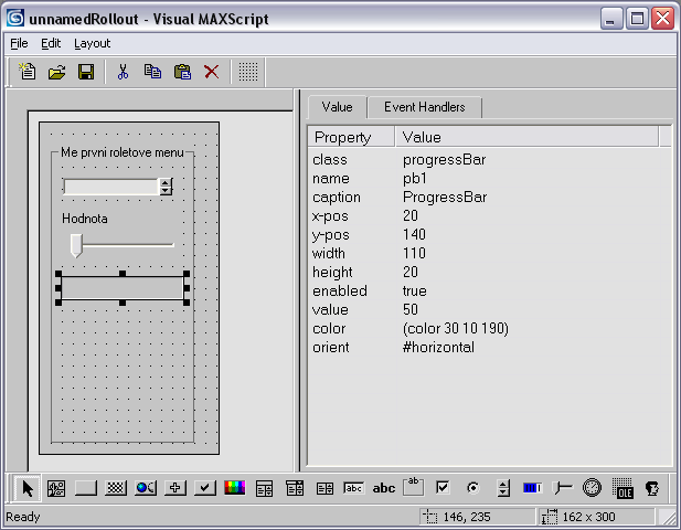 Max, a také pluginy pro něj dodávané, prý již budou podporu generování kódu MSC obsahovat. Visual MAXScript Editor Visual MAXScript Editor je dalším z nástrojů, kterým 3ds Max disponuje.