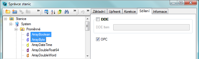 6 Vývojové prostředí Reliance Design 3.1 Vývojové prostředí Reliance Design Poskytování proměnných vizualizačního projektu připojeným OPC klientům se provádí nastavením parametru konkrétní proměnné.