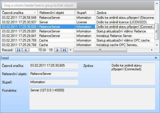 Monitorovací klient Reliance OPC Server - Události 3.2.7 Možnosti Kliknutím na hlavní ikonu Monitorovacího klienta, umístěnou v levé horní části, se zobrazí hlavní nabídka aplikace.