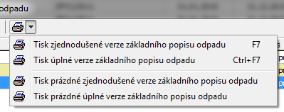 Kapitoly 4.6 (Prohlášení pro uložení na skládku) a 6.1 (Čestné prohlášení původce odpadu) mají v číselníku definován výchozí text, který se při jejím založení předvyplní.