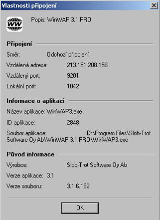 20 Kaspersky Anti-Hacker Obr. 10. Dialogové okno bezpečnostního systému Obr. 11. Informace o připojení Proveďte tyto kroky: 1.
