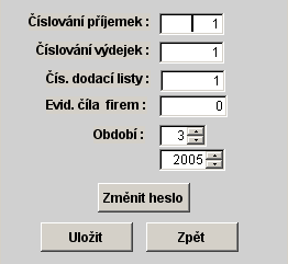 3 Nastavení programu : Pro správnou funkce programu je zapotřebí dříve než se začna s programem pracovat nastavit potřebné parametry v oddíle "Servis" a "Tabulky". 1.