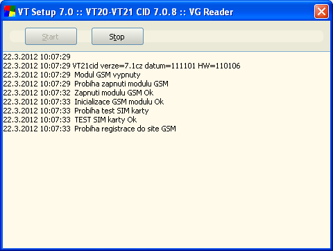 Kapitola 4 4.1. Monitorování funkce modulu GS-20 Modul GS-20 je vybaven SW pro monitorování funkce a stavu. K monitorování se využívá program Vgreader.exe (spouští se z úvodního okna).