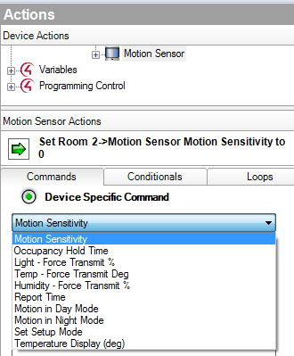 Proměnné, Programming - Events a Actions Driver obsahuje systémové proměnné obsahující aktuální stavy a naposledy čtené hodnoty z čidel detektoru.