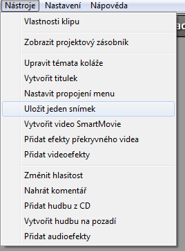 Pokud chci do projektu vkládat obrázky a nemám je vytvořené pomocí digitálního fotoaparátu, mohu je vytvořit tzv. snímáním obrazu námi vytvořeného videa. Postup: 1.