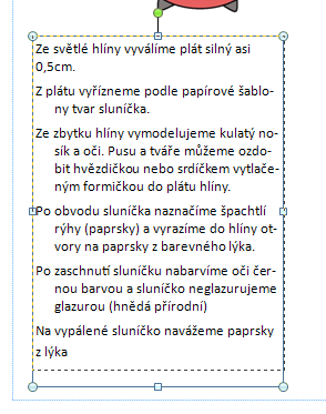 4. Pokud text kopíruji, může se stát, že obsah je větší než velikost textového pole. Objeví se značka s třemi tečkami (viz. Obr. V bodu 3).