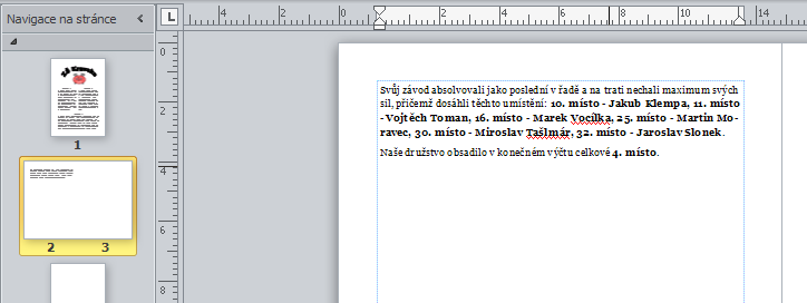 2. Vytvořím si textové pole na další stránce 3. Vrátím se do textového pole, kde text přebývá a kliknu na ikonu s třemi tečkami.