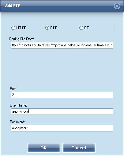 Stahování FTP lepněte na Klepněte na tlačítko Assign (Přiřadit) nástroje Download Master (Správce stahování) a vyberte FTP v poli Options (Možnosti).