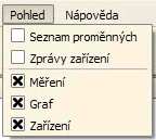 3.4 Graf Popis voleb: Automatické měřítko měřítka os grafu jsou automaticky nastavena na základě extrémů zobrazených křivek Zvětšit horizontálně po aktivaci této volby je každým kliknutím myši do