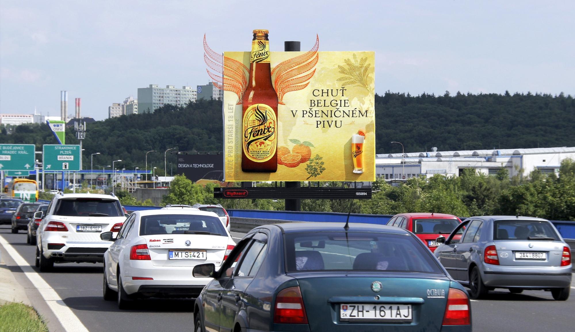 2D NÁSTAVBY Okřídlený Fénix 2D nástavba lahve předsazená 10 cm před reklamní plochu
