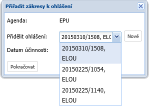 Prokliknutím tohoto odkazu si zobrazíte detail ohlášení. Postup zařazení do dříve založeného rozpracovaného ohlášení Postup se v bodech 1, 2, 3, 4, 5 shoduje s předchozím.