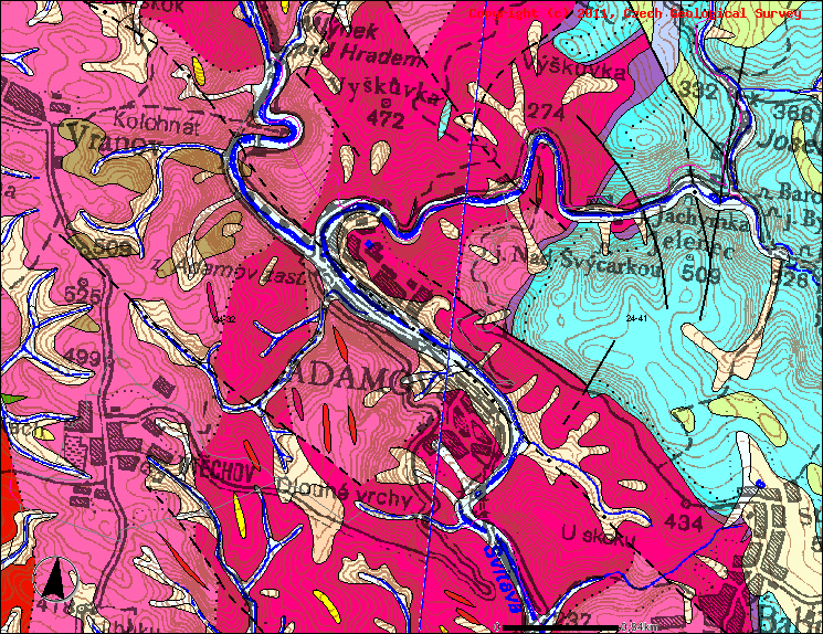 Obr. č. 4 Geologická mapa Adamova (http://mapy.geology.cz - 27