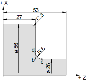 X26 Z27 R X86 Z27 C - poloha bodu B - zaoblení