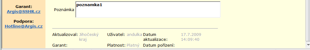 8.1.1 Správní úřady Odkaz Detail z předchozí obrazovky nabídne detailní zobrazení informací o Správním úřadu.