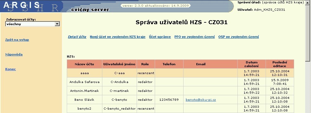 Kontaktní údaje (všechny položky jsou nepovinné) Úřad Telefon Mail URL úřad (pole pro doplnění názvu) telefon e-mailová adresa odkaz na URL uživatele Heslo (položka je povinná) Heslo Heslo (znovu)