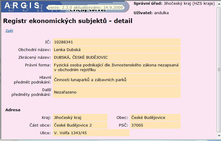 Přiřaď záznam v nalezených záznamech klepnete na požadovaný řádek a použijete odkaz Přiřaď záznam. Vybraný záznam se načte do údajů pro dodavatele.