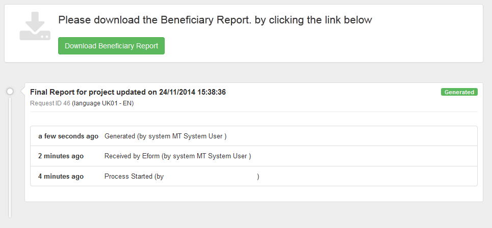 Click "Yes" to continue. The processing of your request will go through 3 stages of generating the file and submitting the report. Please wait until a report PDF file is generated.